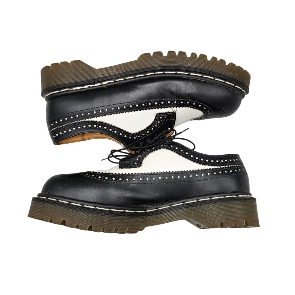 Dr Martens Men's Size 9 US 3989 Made In England Black White Wingtip Oxfords READ